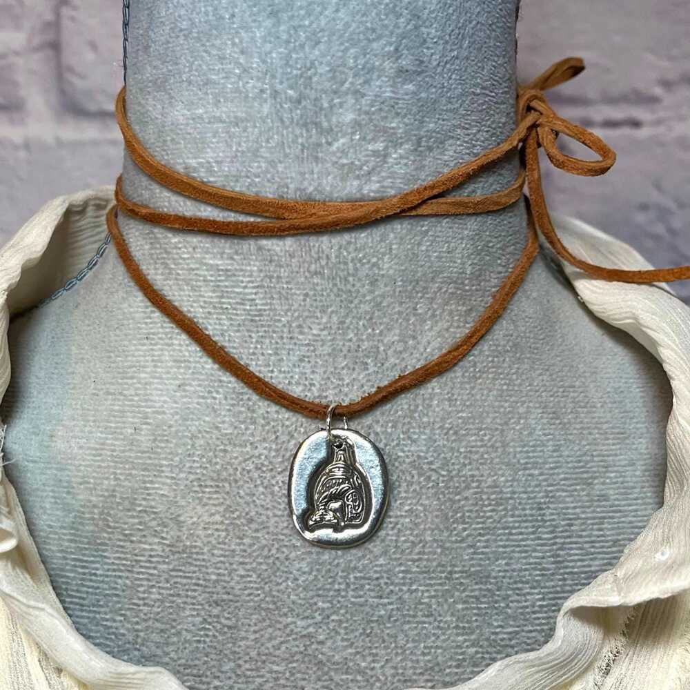 Handmade haida art (solidarity) killer whale pendant leather choker necklace